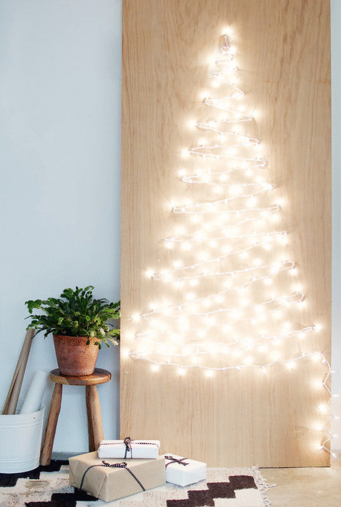 DIY string light christmas tree
